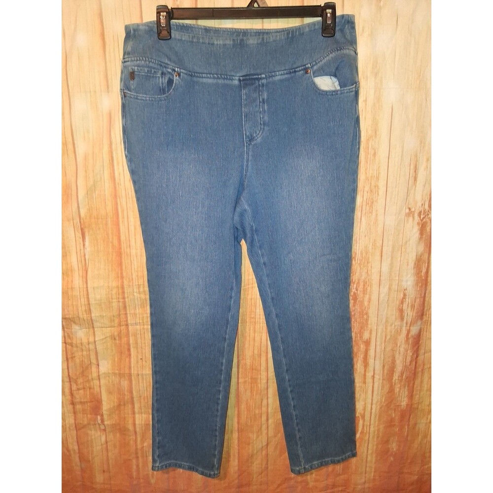 Belle Kim Gravel Medium Denim Pull-on Jeggings Sz 18W